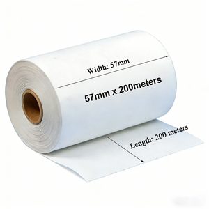 Rollo t&eacute;rmico libre de papel para recibos de cajero autom&aacute;tico, 57 mm x 200 metros, sin BPA